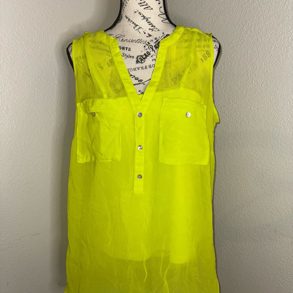 Apt. 9 Neon Yellow Sleeveless Blouse